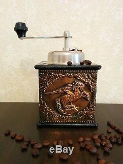 Manual Coffee Grinder Mill, Antique 1950s Vintage, Armenian Handmade from Copper