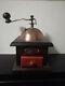Manual Coffee Grinder Wood Copper Handle Antique Germany Café Kitchen Appliance