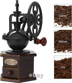 Manual Coffee Grinder Wooden Bean Roller Antique Mill Cast Iron Hand Crank Mesh