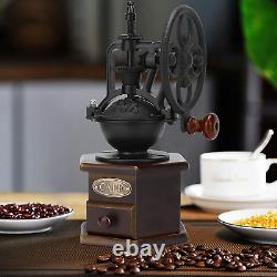 Manual Coffee Grinder Wooden Bean Roller Antique Mill Cast Iron Hand Crank Mesh