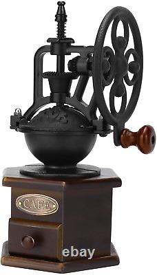 Manual Coffee Grinder Wooden Bean Roller Antique Mill Cast Iron Hand Crank Mesh