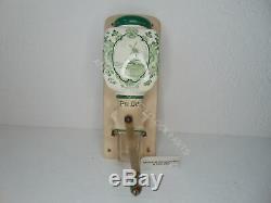 Nice! Green Delft Ware Dutch Wall Coffee Grinder Marked Pede