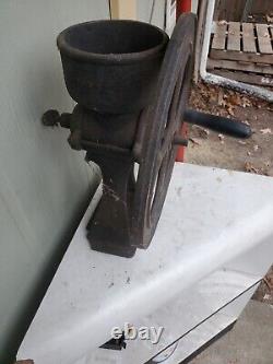 No. 1-1/2 antique coffee grinder burr grain mill 12 wheel cast iron