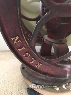 ORIG PAINT EAGLE Antique Elgin National Coffee Mill Grinder Woodruff& Edwards 44