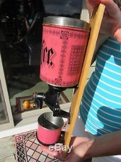 ORIGINAL EARLY 1900's PINK COFFEE GRINDER / MILL IN EXCELLENT RESTORED CONDITION