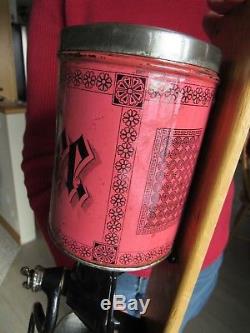 ORIGINAL EARLY 1900's PINK COFFEE GRINDER / MILL IN EXCELLENT RESTORED CONDITION