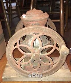 Old Antique Enterprise Coffee Grinder Mill Double Wheel Cast Iron Red Store Size