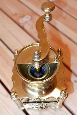 Old Antique Vintage Very Heavy Solid Brass Coffee Mill Grinder Kaffeemühle