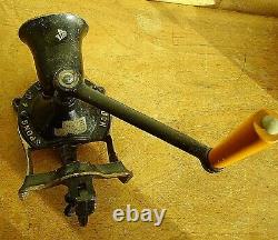 Old Lge Antique Spong Cast Iron Wall Table Mounted Coffee Grinder Mill No. 1 Vtg