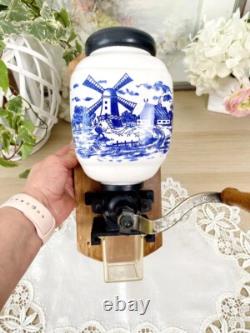Old Vintage Manual Dutch Coffee Grinder Delft Porcelain With A Mill Netherlands