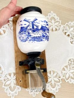 Old Vintage Manual Dutch Coffee Grinder Delft Porcelain With A Mill Netherlands