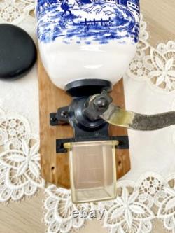Old Vintage Manual Dutch Coffee Grinder Delft Porcelain With A Mill Netherlands