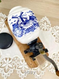 Old Vintage Manual Dutch Coffee Grinder Delft Porcelain With A Mill Netherlands