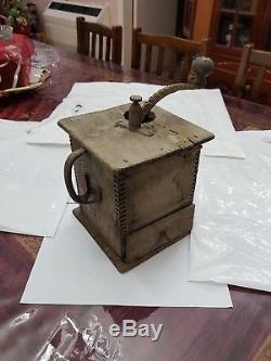 Old Vintage Primitive Wood Wooden Coffee Mill Grinder Collect-able Antique Item