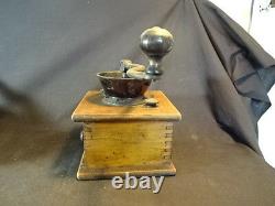 Old Vtg Antique Wood Wooden Coffee Grinder With Drawer