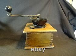 Old Vtg Antique Wood Wooden Coffee Grinder With Drawer