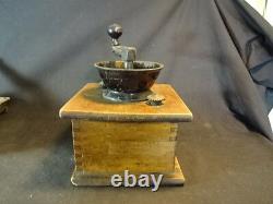 Old Vtg Antique Wood Wooden Coffee Grinder With Drawer