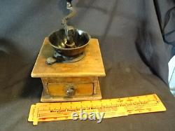 Old Vtg Antique Wood Wooden Coffee Grinder With Drawer