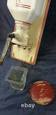 Old dutch art deco pede red wall mounted Coffee Grinder ca. 1930