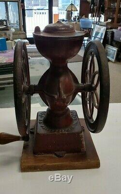 Original Antique CAST IRON ENTERPRISE COFFEE GRINDER MILL Double Wheel Circa1873