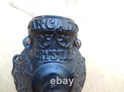 Original Antique Cast Iron Arcade Crystal Wall Mounted Coffee Grinder Complete