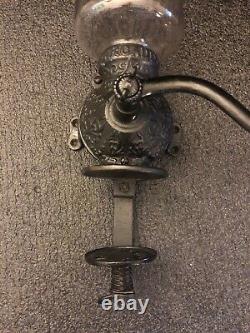 Original Antique Primitive Arcade Crystal No. 3 Coffee Grinder LOOK! Wall Mount