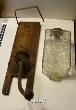 Ornate QUEEN Antique Coffee Grinder Mill Wall Mount Logan and Strobridge, fix up