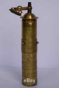 Ottoman antique brass coffee grinder vintage copper mill signed rare old turkish