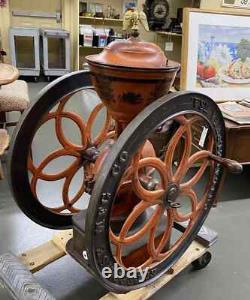 Oversized Cast Iron 19th Century Enterprise Polychrome Coffee Grinder