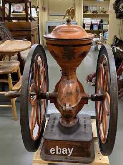 Oversized Cast Iron 19th Century Enterprise Polychrome Coffee Grinder
