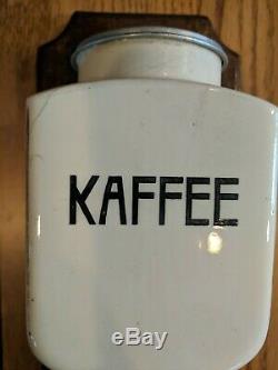 PD Vintage German Kaffee Coffee Grinder Wall Mount, Mill Porcelain, Glass Cup