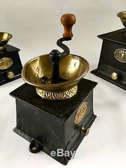 PRISTINE Antique UK English A KENRICK & SONS COFFEE MILL No 1 Iron+Brass Grinder