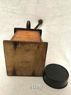 Parker Antique Coffee Grinder Wood and Cast Iron