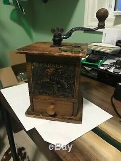 Parker No. 555 Antique Coffee Grinder Mill Great Paper Label Country Store