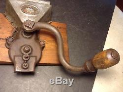 Patent 1860 Antique Parker Wall Mounted Coffee Mill Grinder withExposed Gears