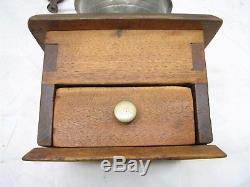 Primitive Pewter Top Coffee Lap Grinder Burr Mill Hessen Bruch Dovetailed Box