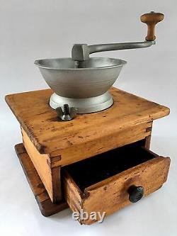 RARE 1861 Patent Pristine Antique American Parker Wood+Metal Coffee Mill/Grinder