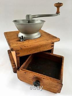 RARE 1861 Patent Pristine Antique American Parker Wood+Metal Coffee Mill/Grinder