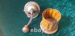 RARE 1900s F&B TRE SPADE Italian Sheet Metal Coffee Mill/Grinder ORANGE COLOR