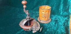 RARE 1900s F&B TRE SPADE Italian Sheet Metal Coffee Mill/Grinder ORANGE COLOR