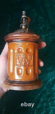 RARE 1900s F&B TRE SPADE Italian Sheet Metal Coffee Mill/Grinder ORANGE COLOR