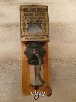 RARE Antique Arcade Golden Rule Coffee Grinder Complete