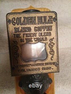 RARE Antique Arcade Golden Rule Coffee Grinder Complete