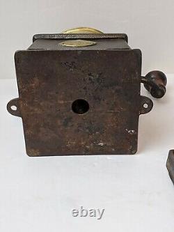 RARE Antique CAST IRON and Brass A Kenrick & Sons Coffee Mill Grinder No 2