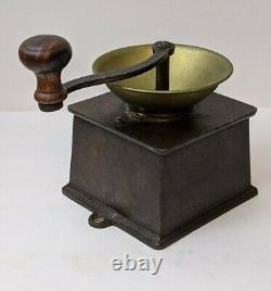 RARE Antique CAST IRON and Brass A Kenrick & Sons Coffee Mill Grinder No 2