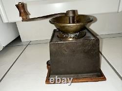 RARE Antique Cast Iron and Brass A Kenrick & Sons Coffee Mill Grinder