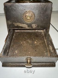 RARE Antique Cast Iron and Brass A Kenrick & Sons Coffee Mill Grinder