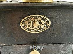 RARE+HUGE #5 Antique/Vintage J&W FINDLAY English Iron+Brass Coffee Mill/Grinder