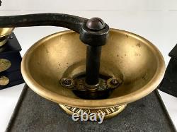 RARE+HUGE #5 Antique/Vintage J&W FINDLAY English Iron+Brass Coffee Mill/Grinder