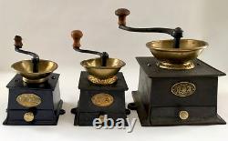 RARE+HUGE #5 Antique/Vintage J&W FINDLAY English Iron+Brass Coffee Mill/Grinder